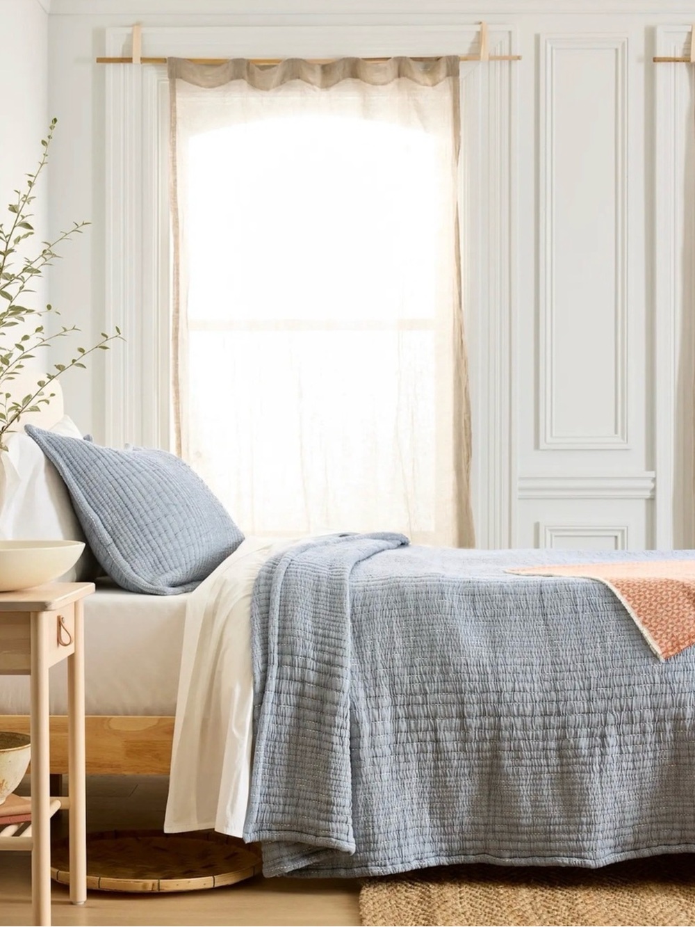 NWOT Organic Cotton Channel Stitched Coverlet and Shams - Retail 174